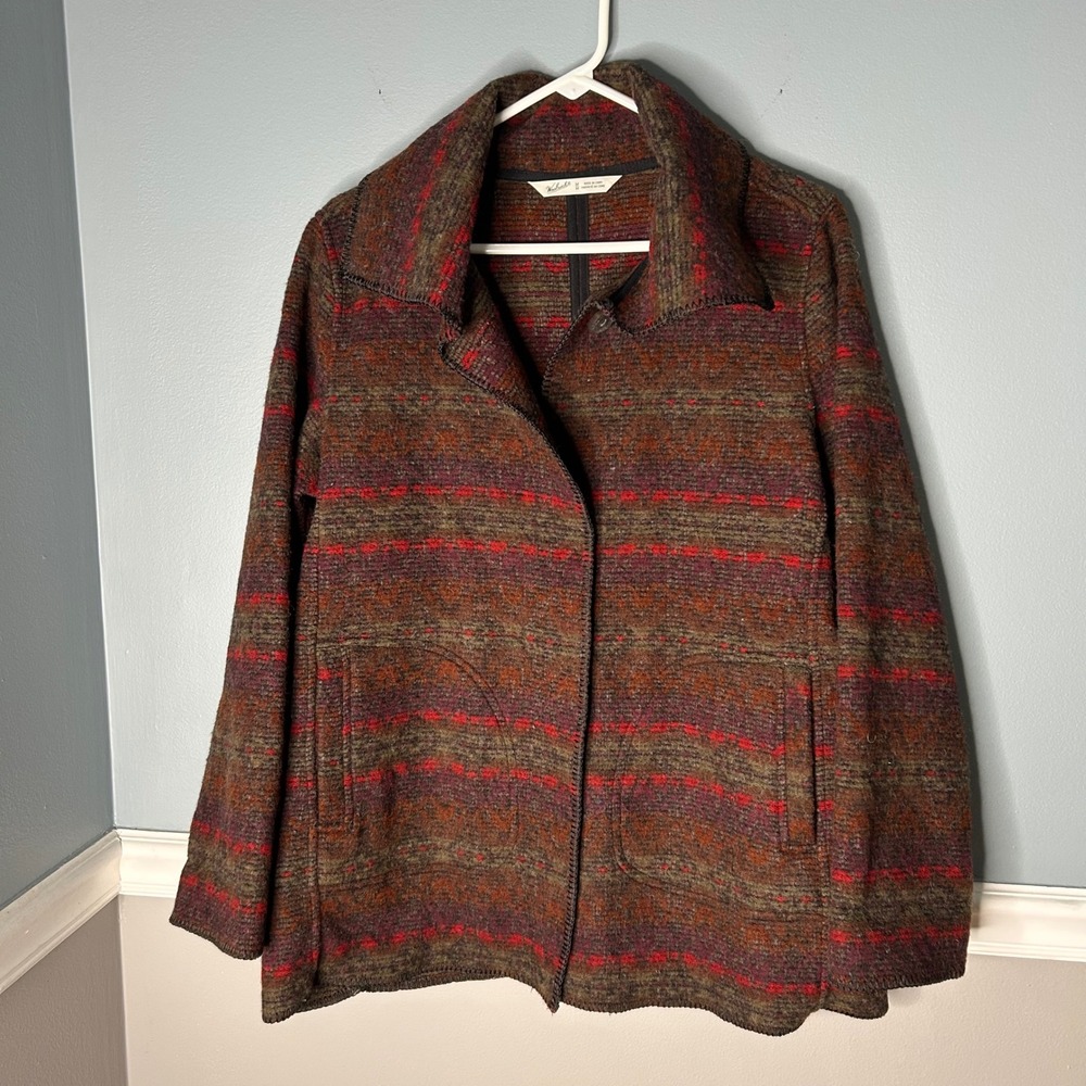 Woolrich Womens Aztec wool Blend Jacket Size on snap coat
